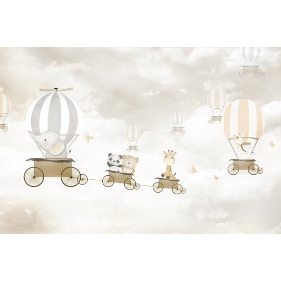Papel pintado panorámico para niños - Infantil - Animales Globos Aerostáticos