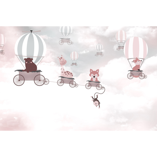 Papel pintado panorámico para niños - Infantil - Animales Globos Aerostáticos