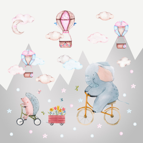 Papel pintado panorámico para niños - Infantil - Animales Montañas
