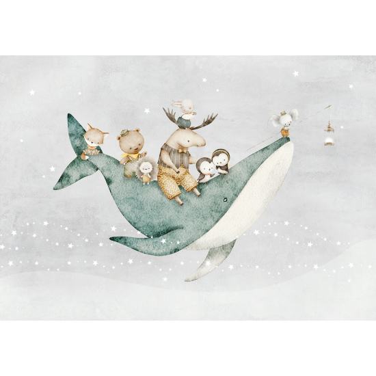 Papel pintado panorámico para niños - Infantil - Ballena Animales