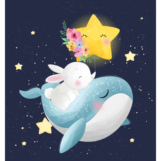 Papel pintado panorámico para niños - Infantil - Ballena Estrella