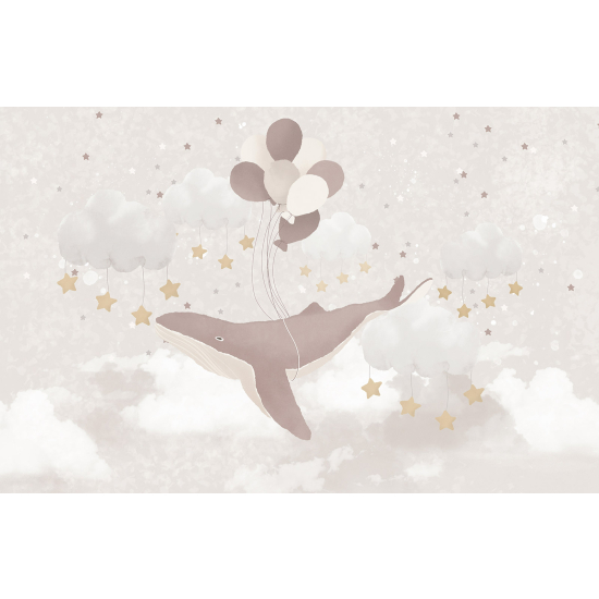 Papel pintado panorámico para niños - Infantil - Ballena Globos