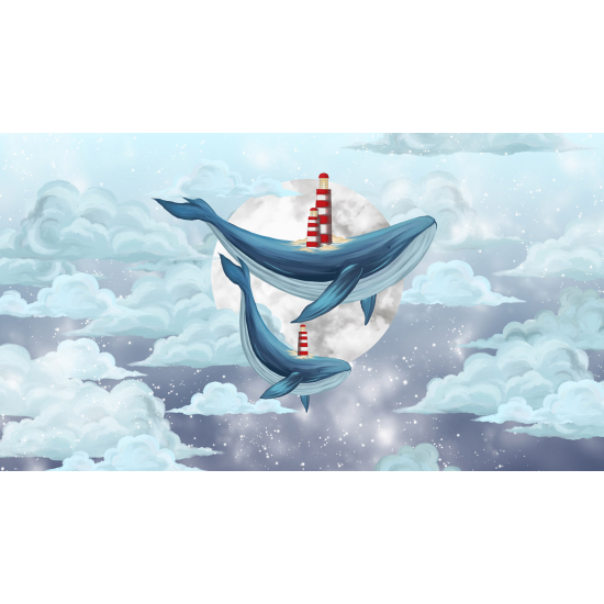 Papel pintado panorámico para niños - Infantil - Ballenas