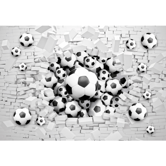 Papel pintado panorámico para niños - Infantil - Balones de Fútbol 3D