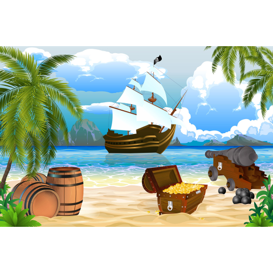 Papel pintado panorámico para niños - Infantil - Barco Pirata