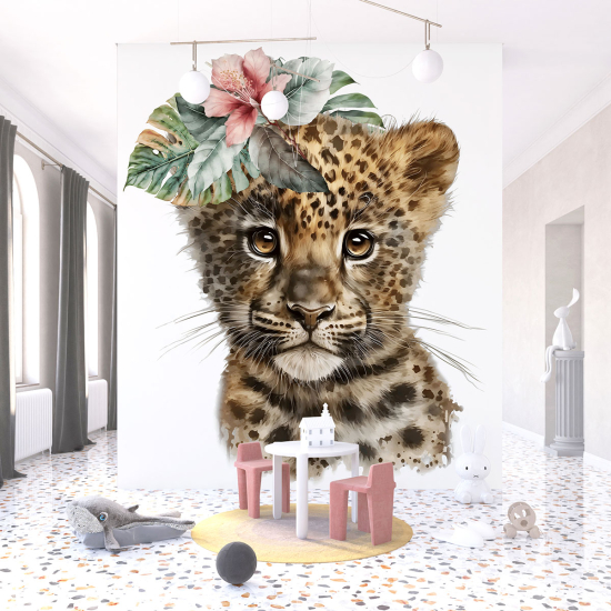 Papel pintado panorámico para niños - Infantil - Bebé Leopardo