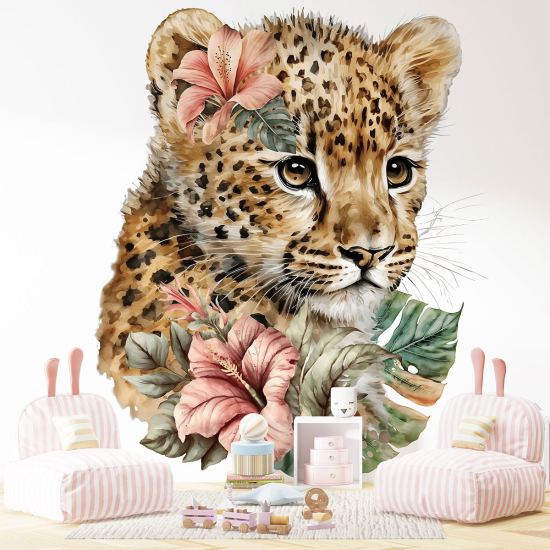 Papel pintado panorámico para niños - Infantil - Bebé Leopardo