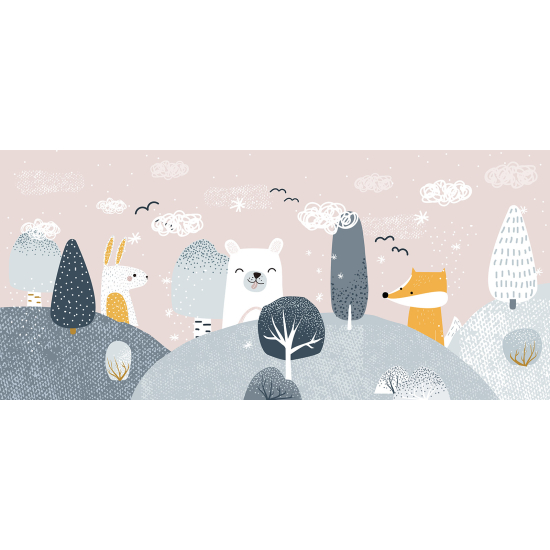 Papel pintado panorámico para niños - Infantil - Bosque animales
