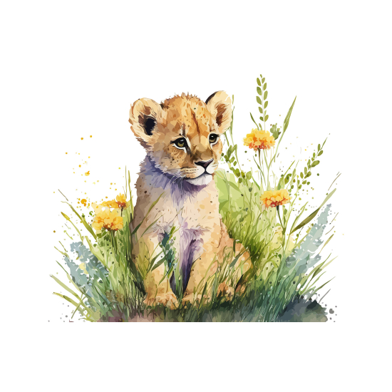 Papel pintado panorámico para niños - Infantil - Cachorro de león