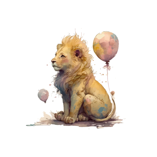 Papel pintado panorámico para niños - Infantil - Cachorro de león globo