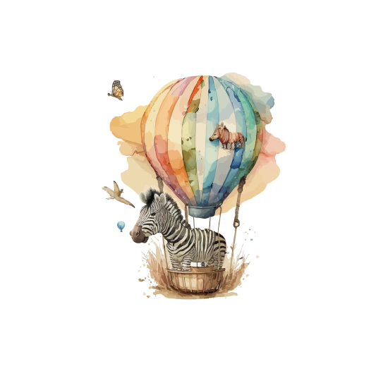 Papel pintado panorámico para niños - Infantil - Cebra Montgolfiera