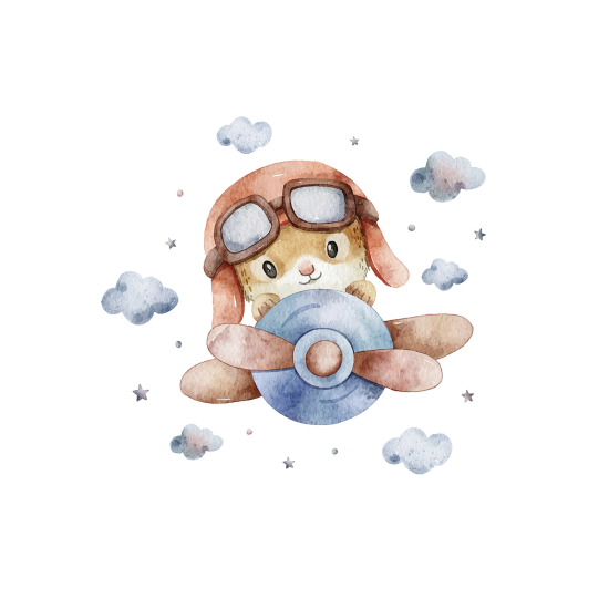 Papel pintado panorámico para niños - Infantil - Conejo Aviador