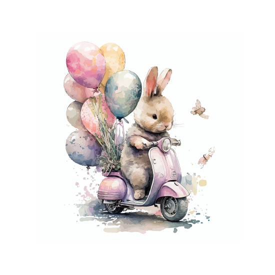 Papel pintado panorámico para niños - Infantil - Conejo Globos