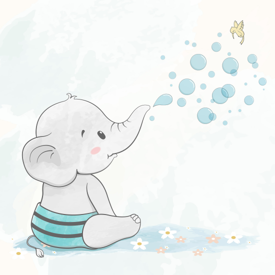 Papel pintado panorámico para niños - Infantil - Elefante
