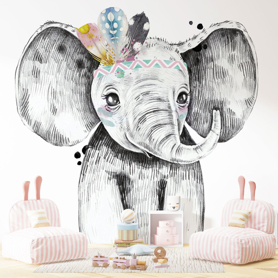 Papel pintado panorámico para niños - Infantil - Elefante indio