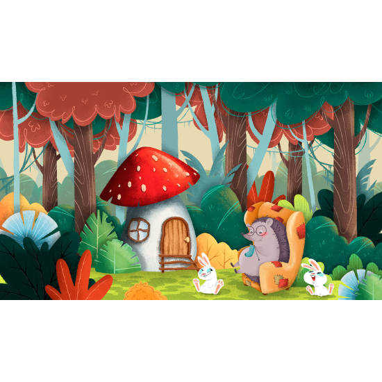 Papel pintado panorámico para niños - Infantil - Erizo Champiñón