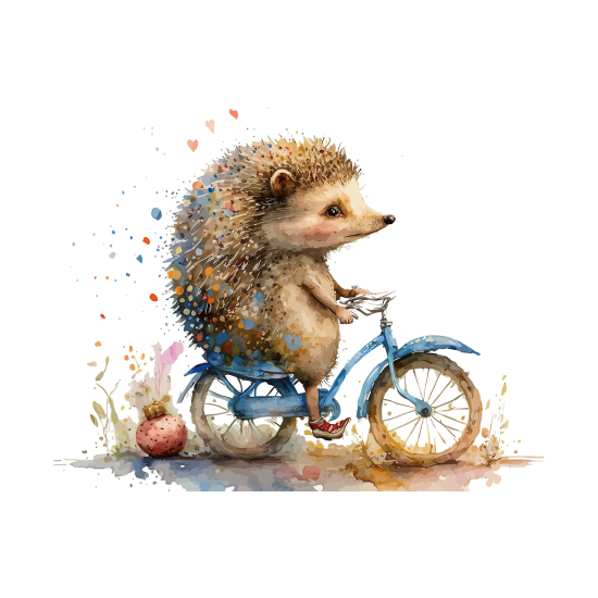Papel pintado panorámico para niños - Infantil - Erizo en Bicicleta