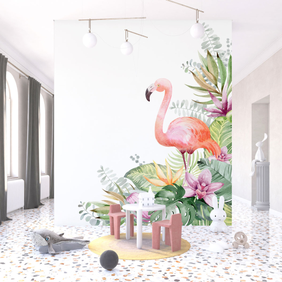 Papel pintado panorámico para niños - Infantil - Flamenco rosa