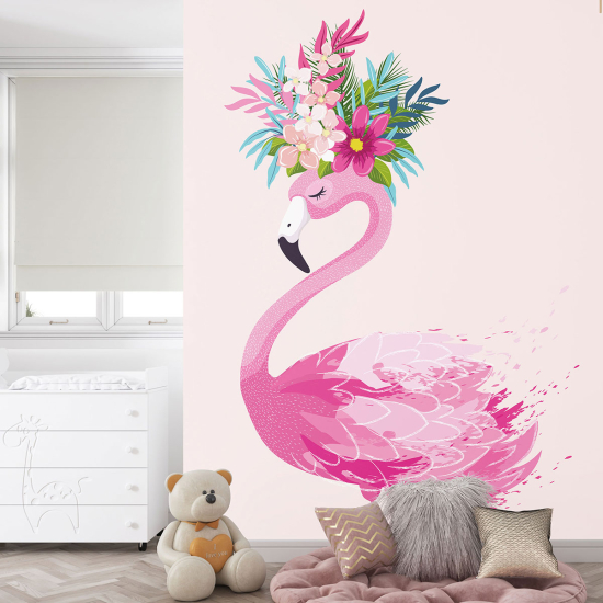 Papel pintado panorámico para niños - Infantil - Flamenco rosa