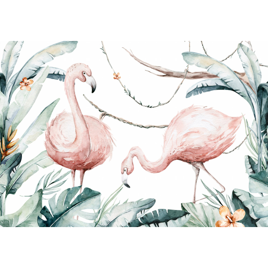 Papel pintado panorámico para niños - Infantil - Flamencos Rosados