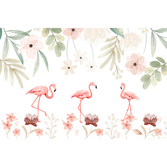 Papel pintado panorámico para niños - Infantil - Flamencos Rosados
