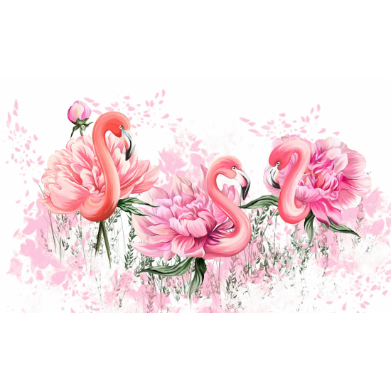 Papel pintado panorámico para niños - Infantil - Flamencos Rosados