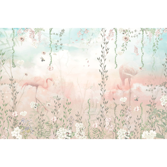 Papel pintado panorámico para niños - Infantil - Flamencos Rosados