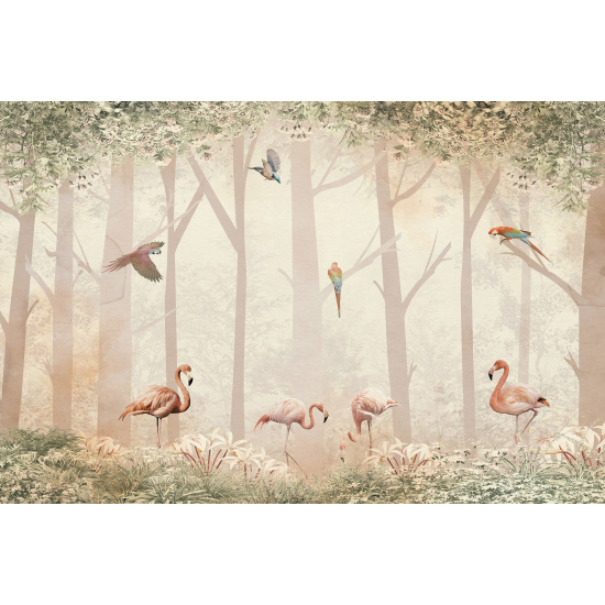 Papel pintado panorámico para niños - Infantil - Flamencos Rosados