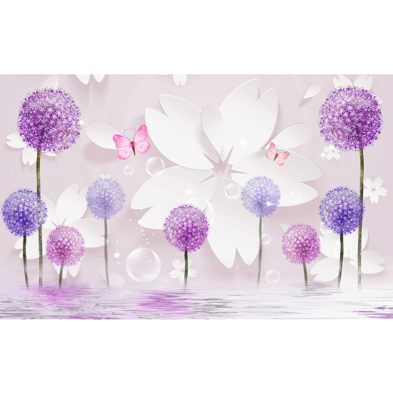 Papel pintado panorámico para niños - Infantil - Flores de diente de león efecto 3D