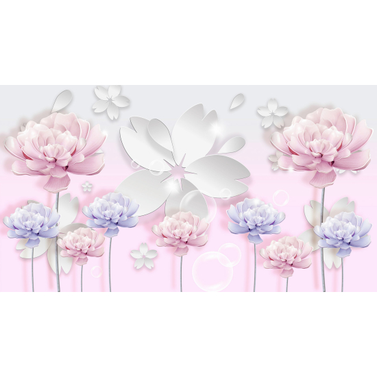 Papel pintado panorámico para niños - Infantil - Flores Efecto 3D