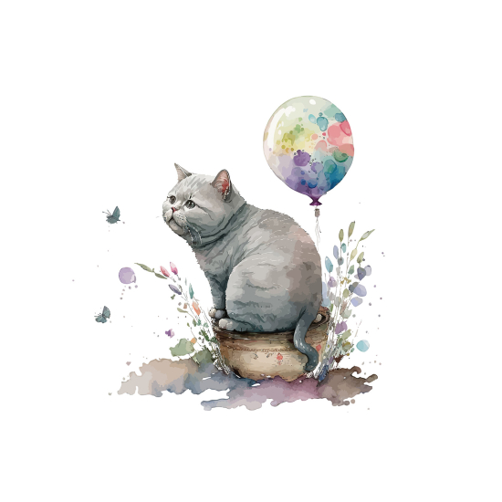 Papel pintado panorámico para niños - Infantil - Globo Gato