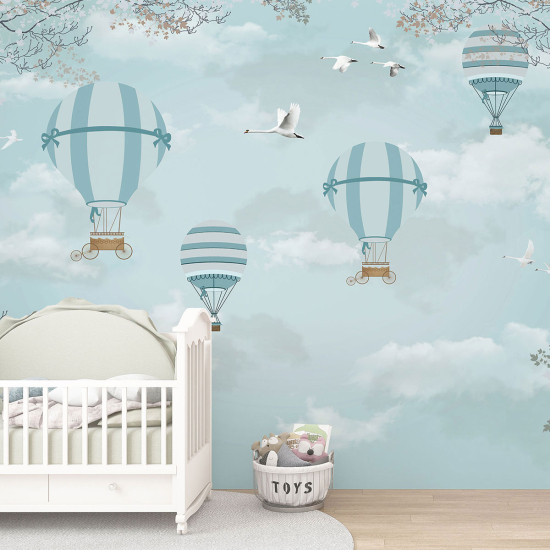 Papel pintado panorámico para niños - Infantil - Globos aerostáticos
