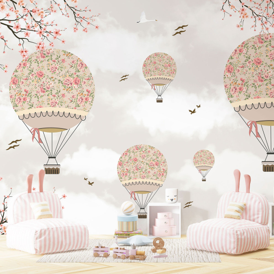 Papel pintado panorámico para niños - Infantil - Globos aerostáticos