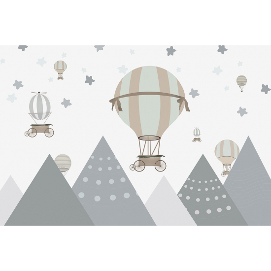 Papel pintado panorámico para niños - Infantil - Globos aerostáticos