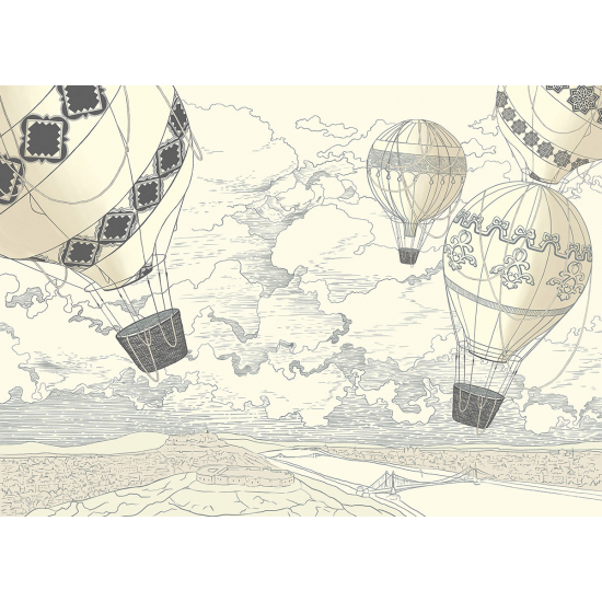 Papel pintado panorámico para niños - Infantil - Globos aerostáticos
