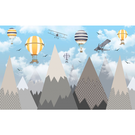 Papel pintado panorámico para niños - Infantil - Globos aerostáticos