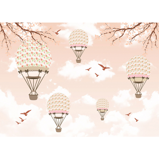 Papel pintado panorámico para niños - Infantil - Globos aerostáticos
