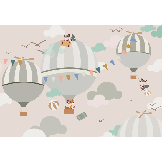 Papel pintado panorámico para niños - Infantil - Globos aerostáticos