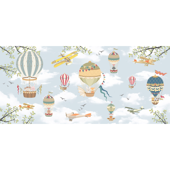 Papel pintado panorámico para niños - Infantil - Globos aerostáticos