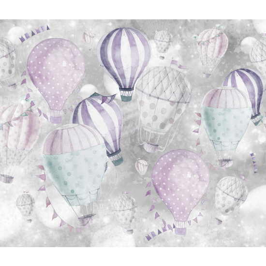 Papel pintado panorámico para niños - Infantil - Globos aerostáticos
