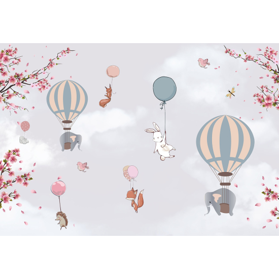 Papel pintado panorámico para niños - Infantil - Globos aerostáticos