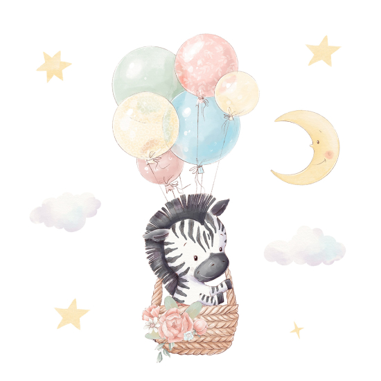 Papel pintado panorámico para niños - Infantil - Globos de Cebra