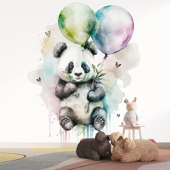Papel pintado panorámico para niños - Infantil - Globos de Panda