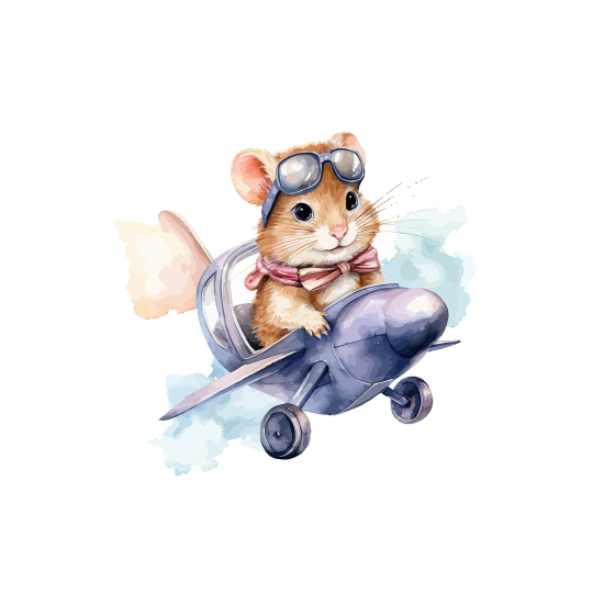 Papel pintado panorámico para niños - Infantil - Hámster Aviador