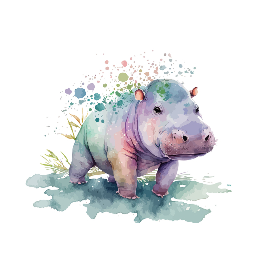Papel pintado panorámico para niños - Infantil - Hipopótamo