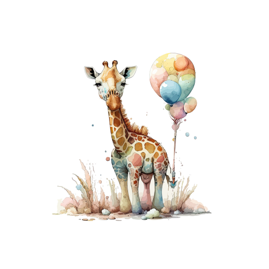 Papel pintado panorámico para niños - Infantil - Jirafa Globo