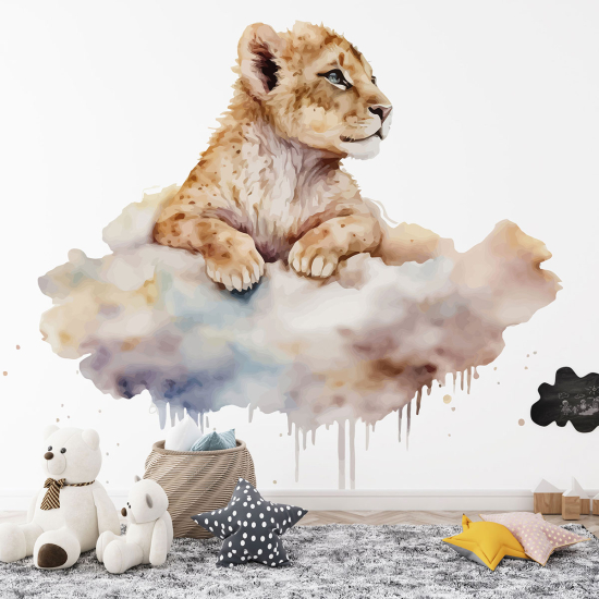 Papel pintado panorámico para niños - Infantil - León nubes