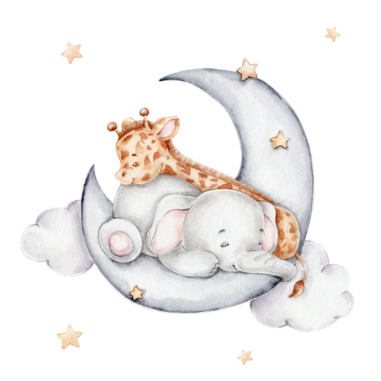Papel pintado panorámico para niños - Infantil - Luna Animales