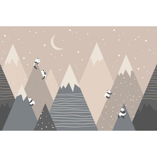 Papel pintado panorámico para niños - Infantil - Montañas Pandas