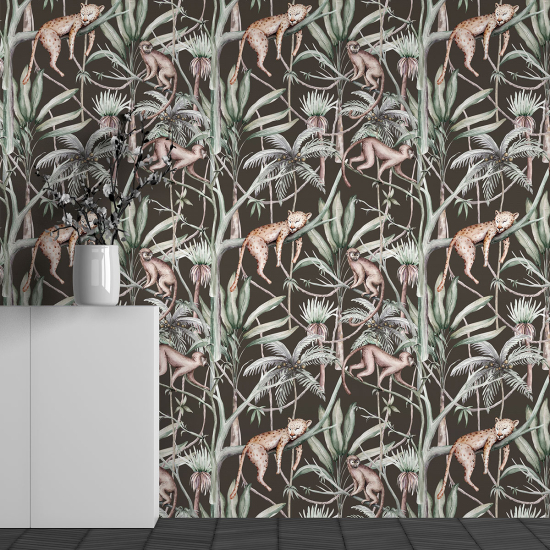 Papel pintado panorámico para niños - Infantil - Motivo Monos